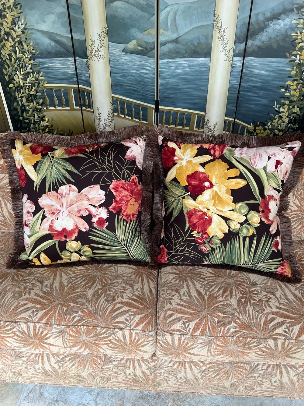 Tropical Floral Decorative Throw Pillows - Set of 2